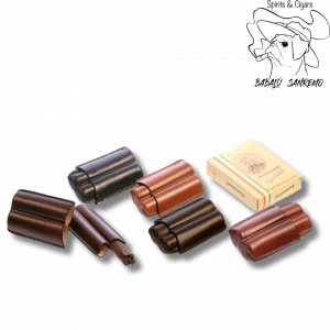 Portasigari Cuoio Tamponato scanalati per 2 toscanelli