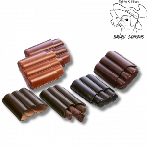 Portasigari Cuoio Tamponato scanalati per 3 toscanelli