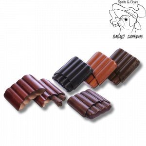 Portasigari Cuoio Tamponato scanalati per 4 toscanelli